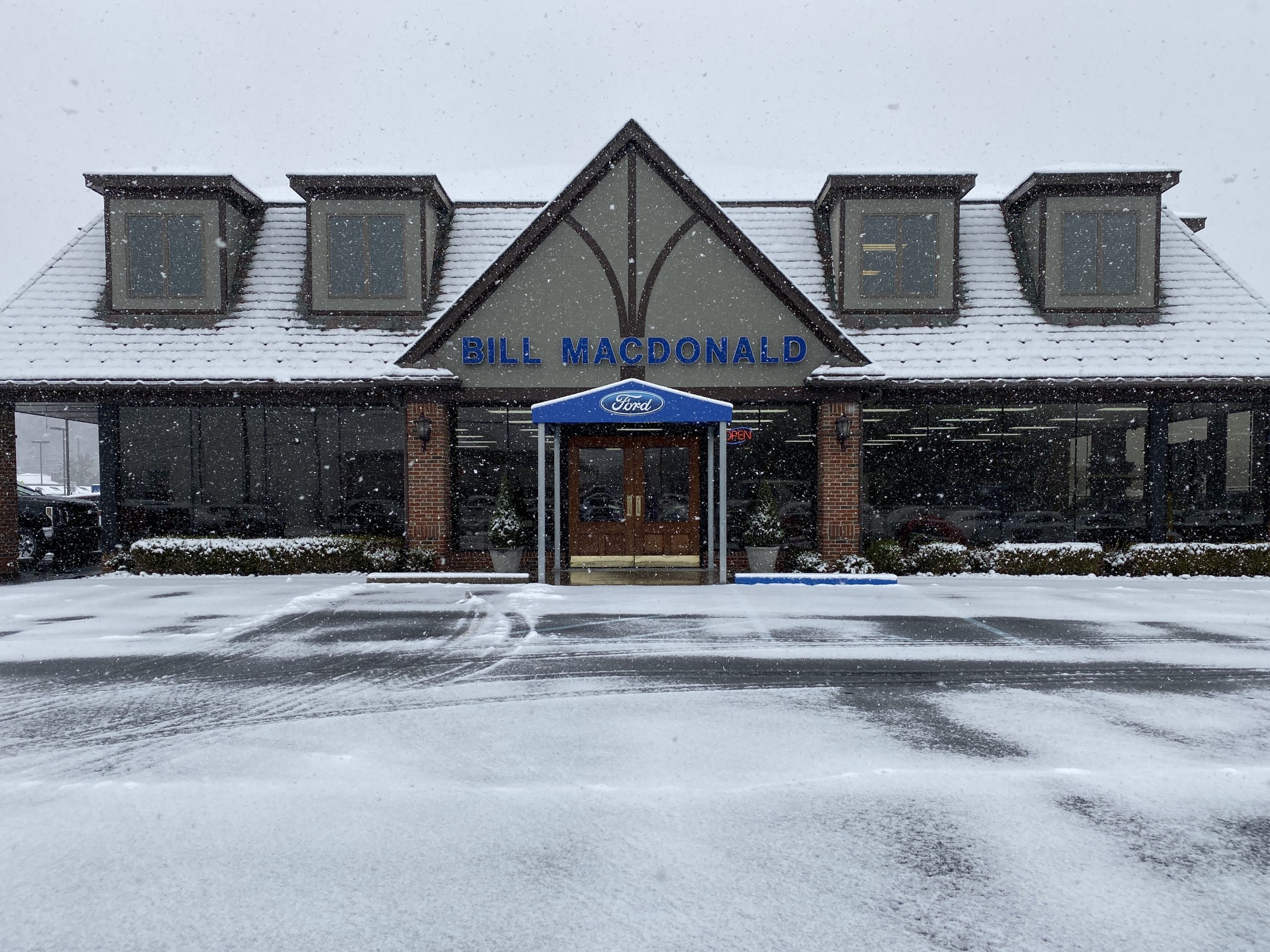 Snow Covered Bill MacDonald Ford Dealership